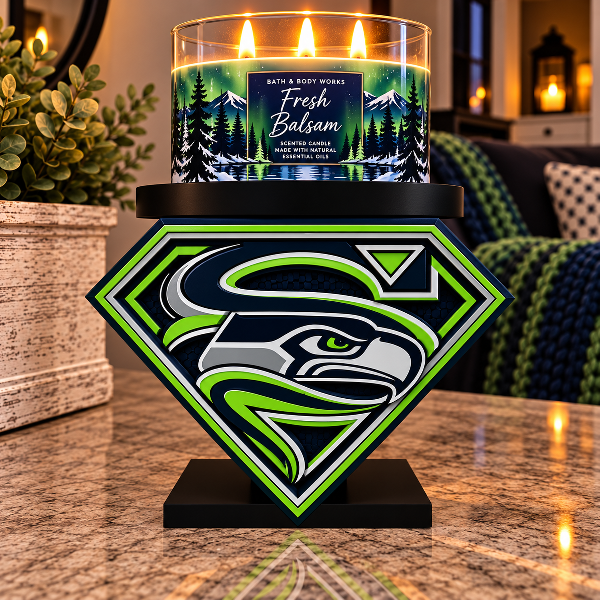 Seahawks Candle Holder