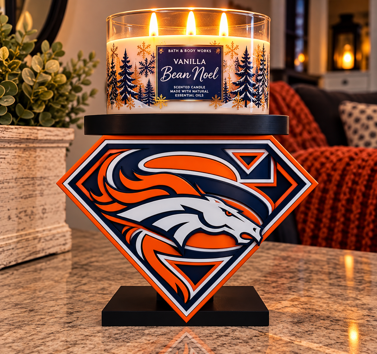Broncos Candle Holder